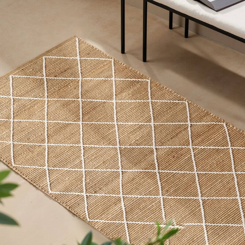 The Rugs Jute Kunu Natural Handwoven Diamond Rug