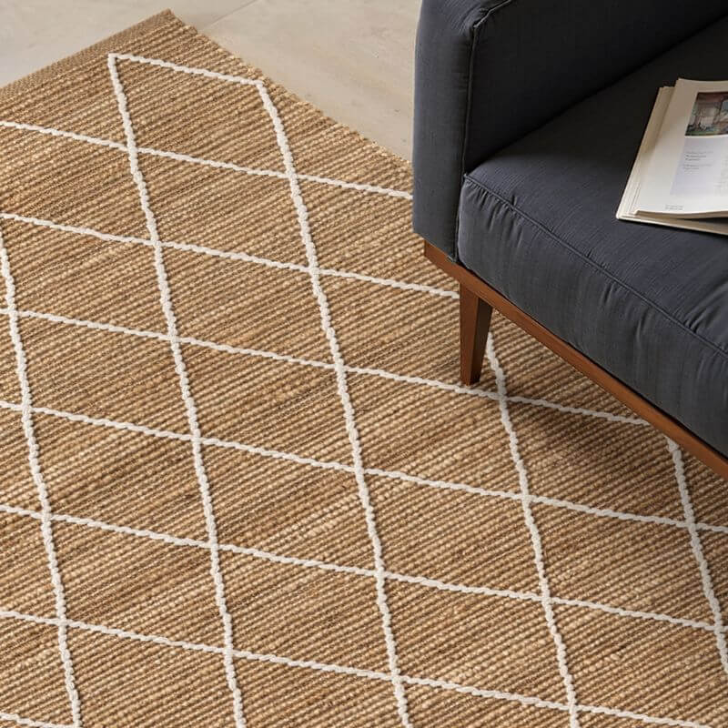 The Rugs Jute Kunu Natural Handwoven Diamond Rug