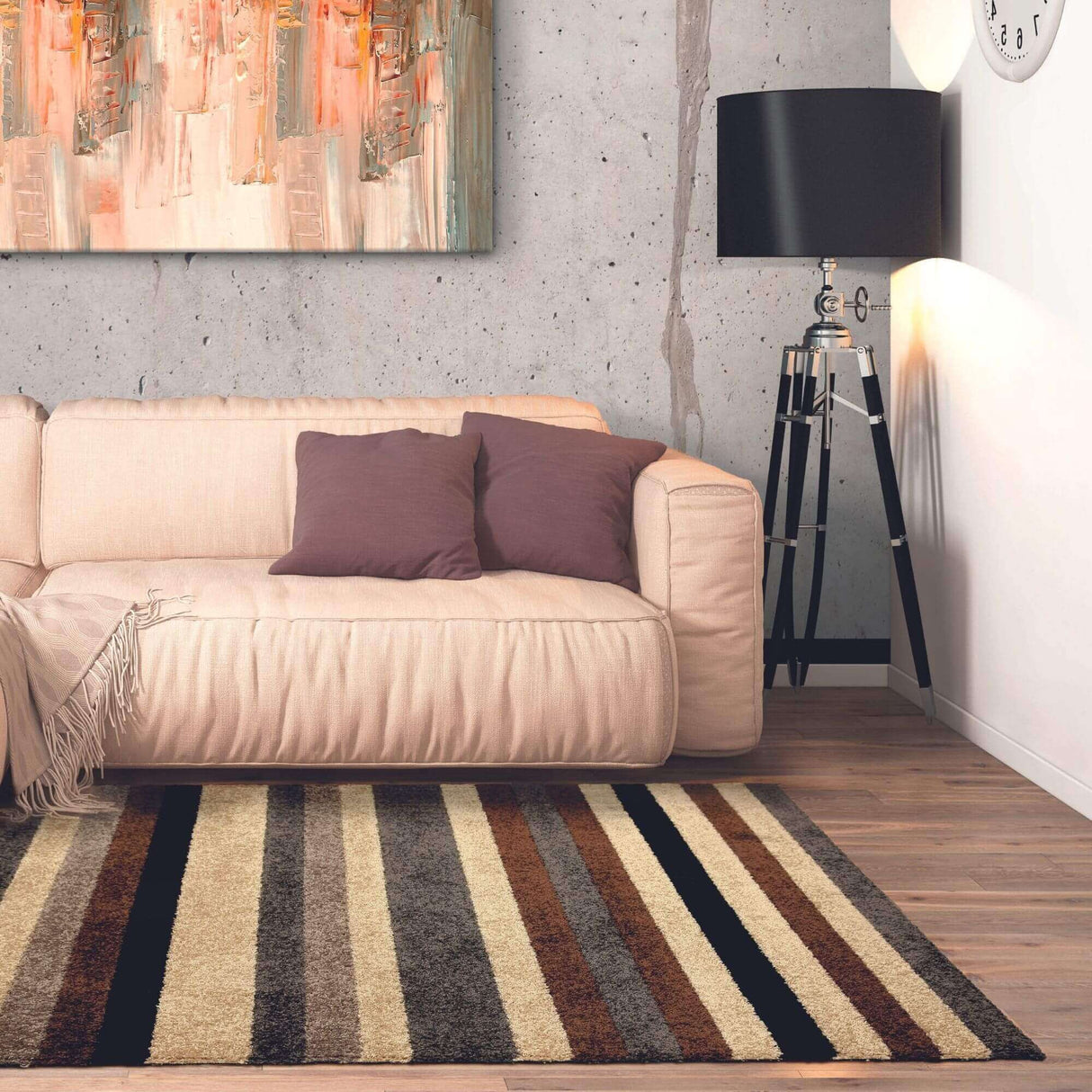 The Rugs Linea Striped Caramel Washable Rug