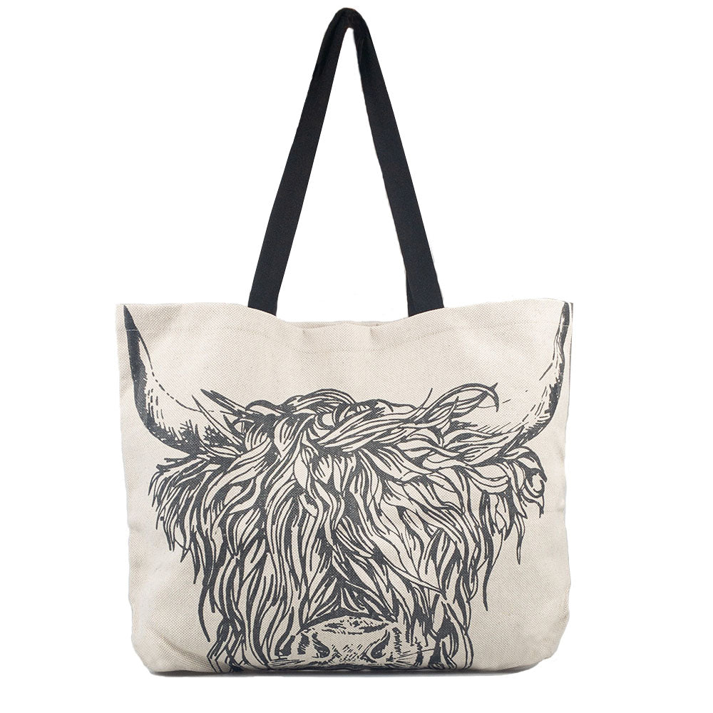 Highland Cow Selbrae House Linen Tote Bag - Large