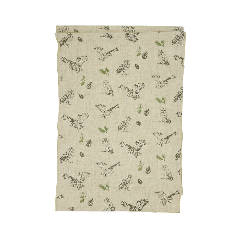 Selbrae House Tawny Owl Repeat Linen Table Runner