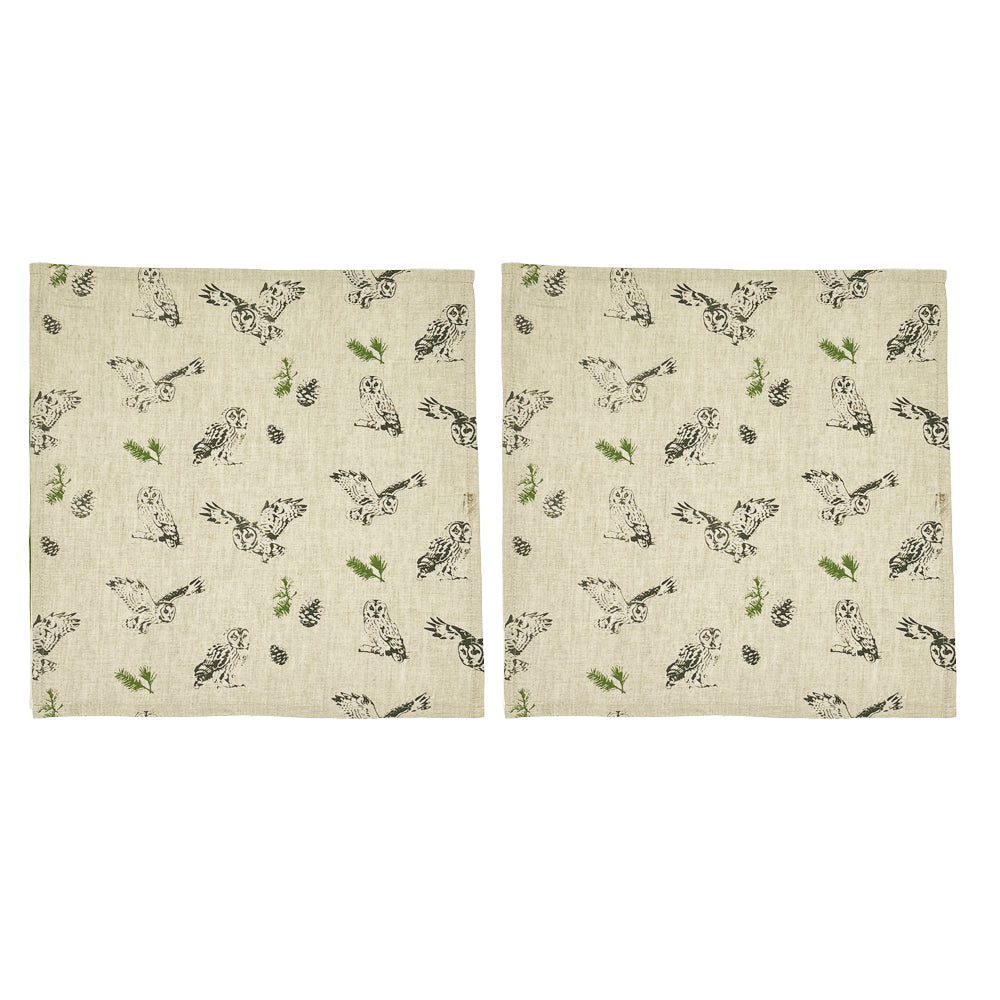 Selbrae House Tawny Owl Repeat Linen Napkins - Set of 2