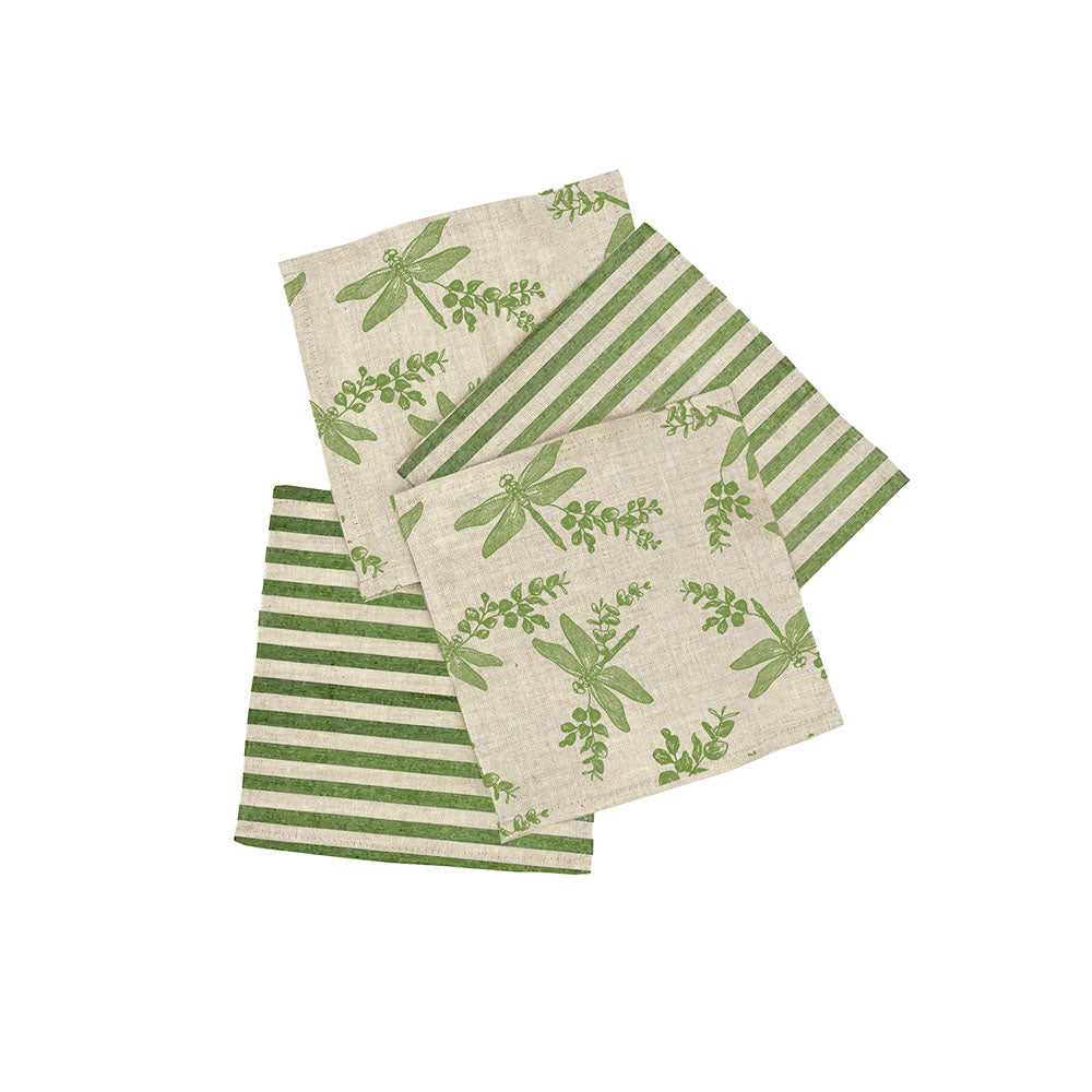 Selbrae House Dragonfly 4 Linen Cocktail Napkins