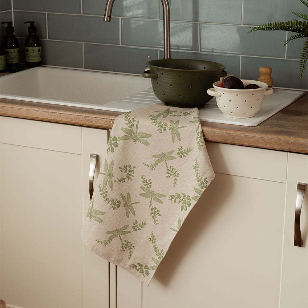Selbrae House Dragonfly & Flora Linen Tea Towel