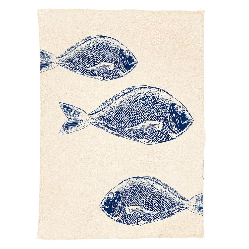 Selbrae House Fish Repeat Linen Tea Towel