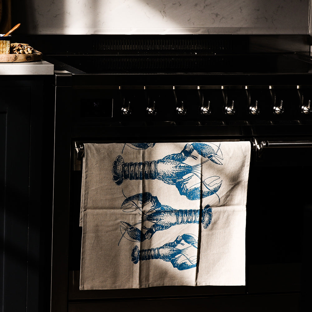 Selbrae House Lobster Repeat Linen Tea Towel