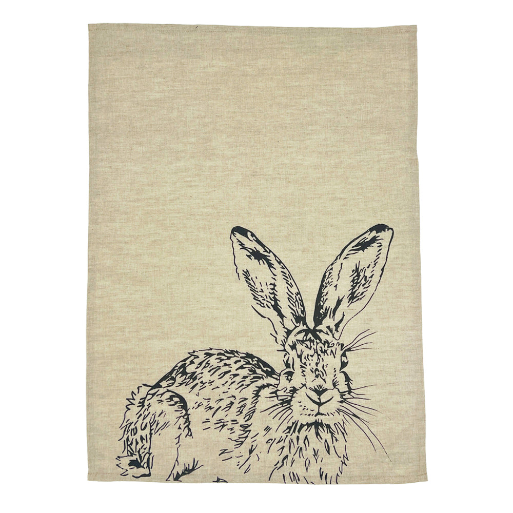 Selbrae House Hare Side Profile Linen Tea Towel