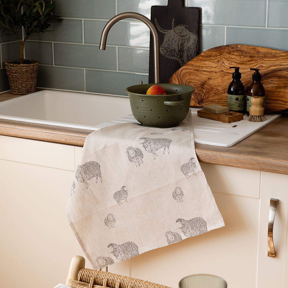 Selbrae House Sheep Linen Tea Towel