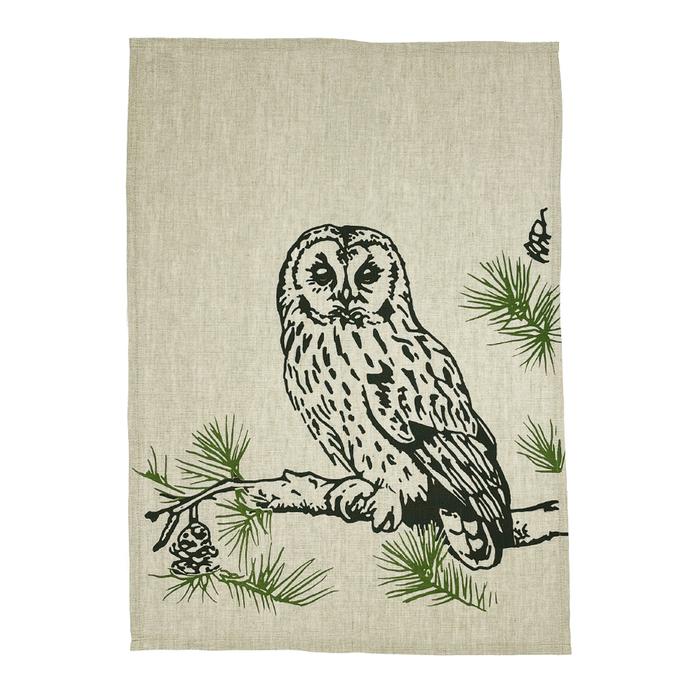 Selbrae House Tawny Owl Linen Tea Towel