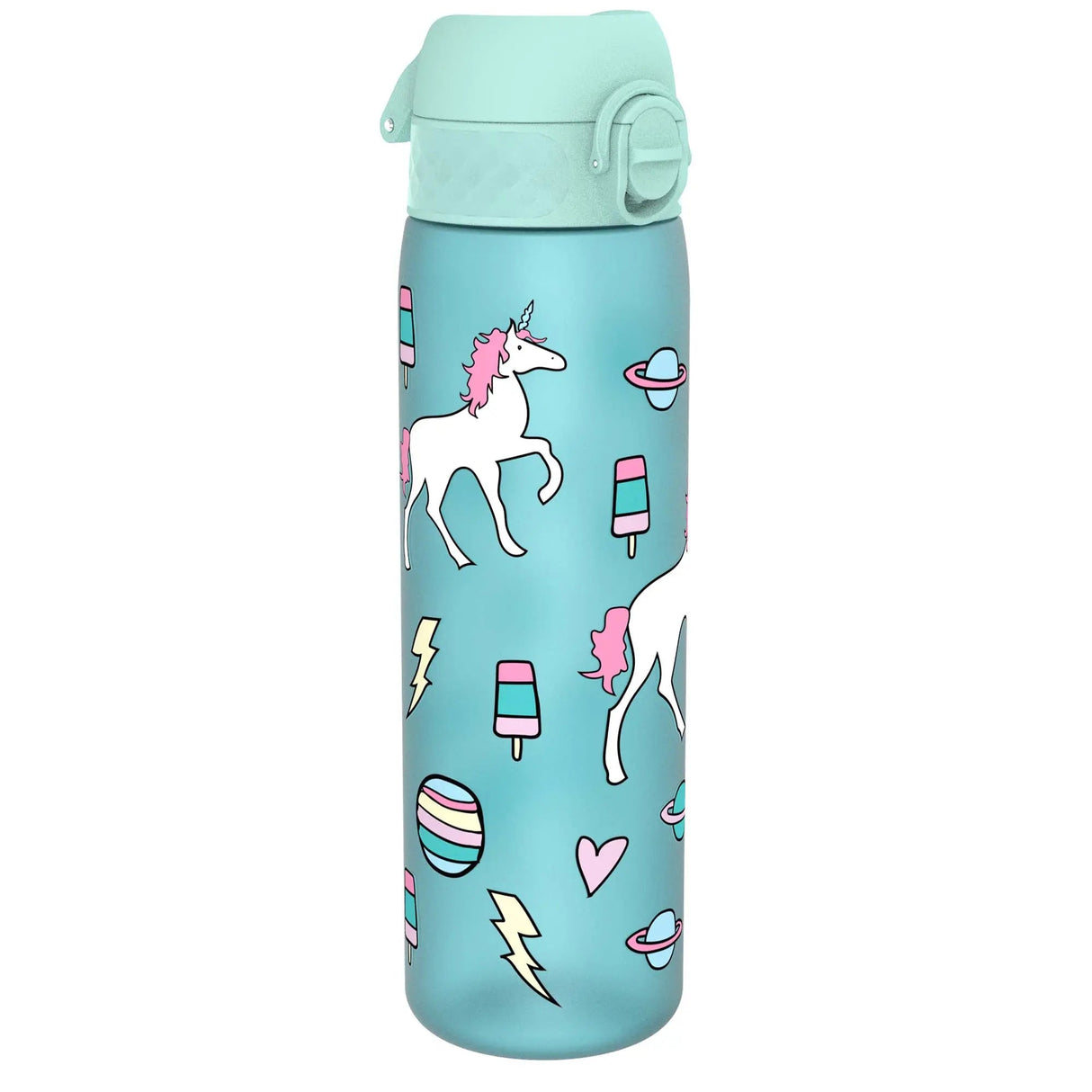 ION8 Leak Proof Slim Water Bottle, Recyclon, Planet Unicorns, 500ml (18oz)