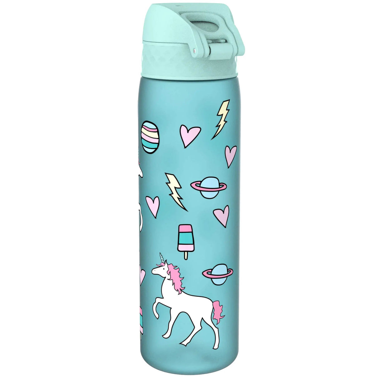 ION8 Leak Proof Slim Water Bottle, Recyclon, Planet Unicorns, 500ml (18oz)