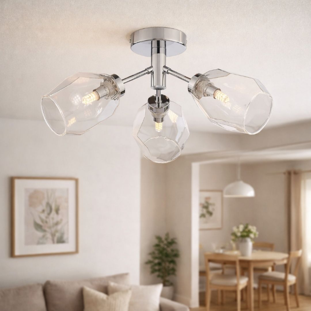 Pagazzi Leonie 3-Light Polished Chrome Semi-Flush Ceiling Light