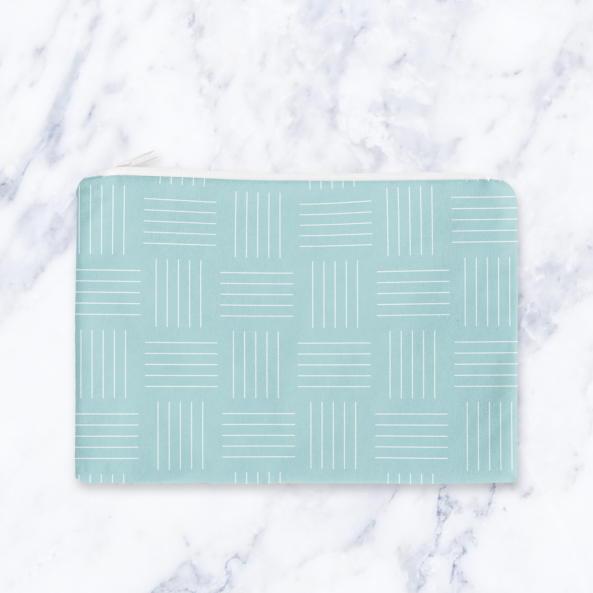 Shadowbright Handmade Light Blue Lines Cosmetic Bag – Zip Pouch, 24 x 19cm