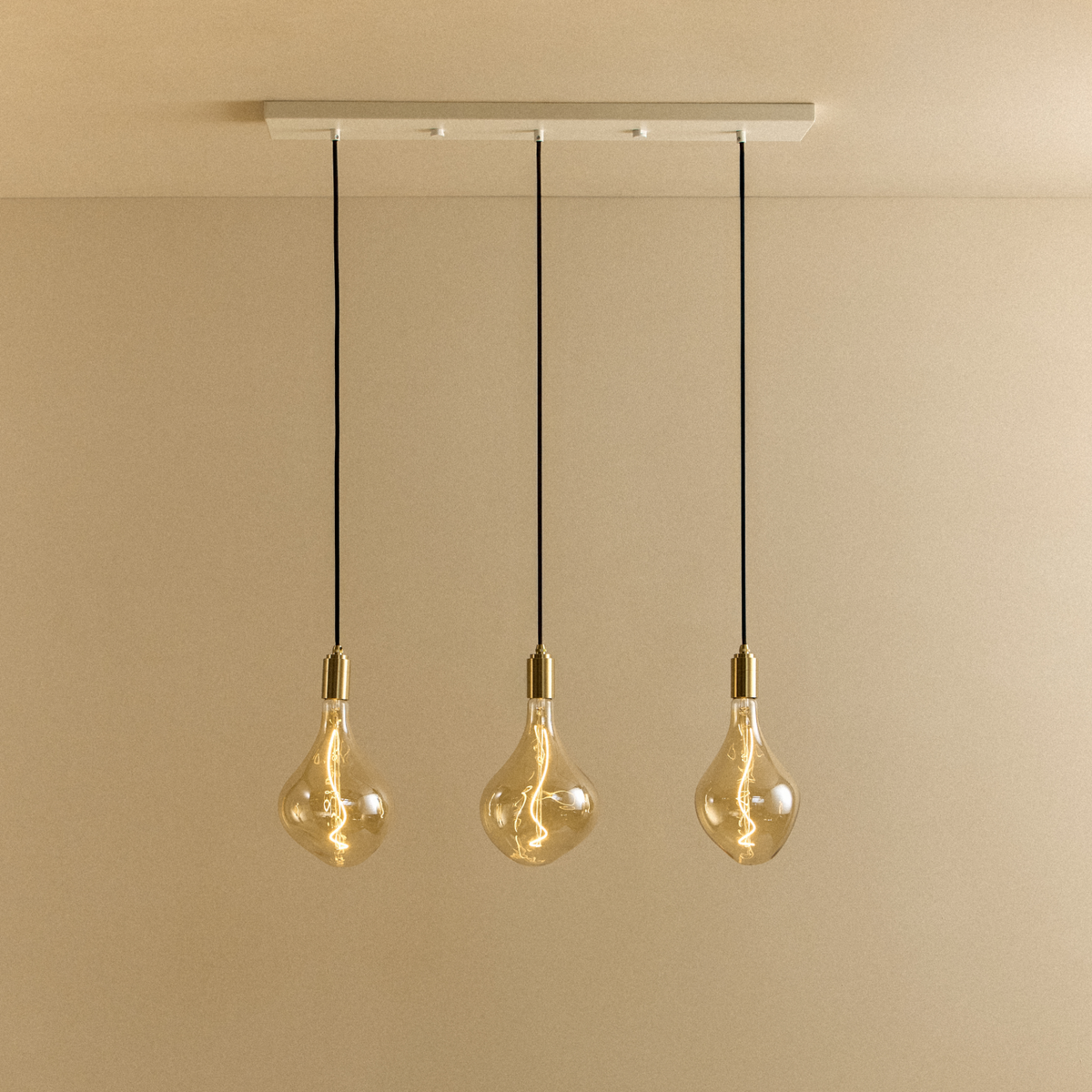 Tala Linear Triple Pendant in Brass with Voronoi II