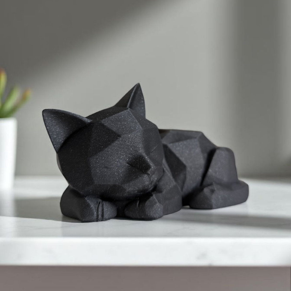 Filamora Studios Low Poly Sleeping Kitten Figurine