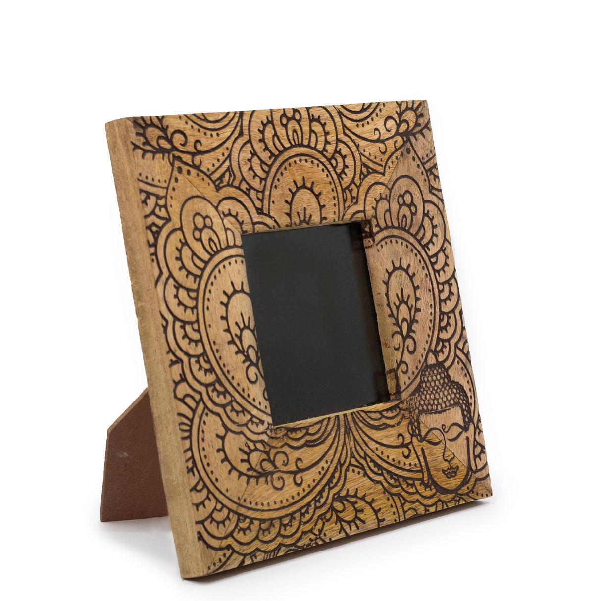 HatiNest Small Black Buddha Mango Wood Photo Frame - 10x10cm