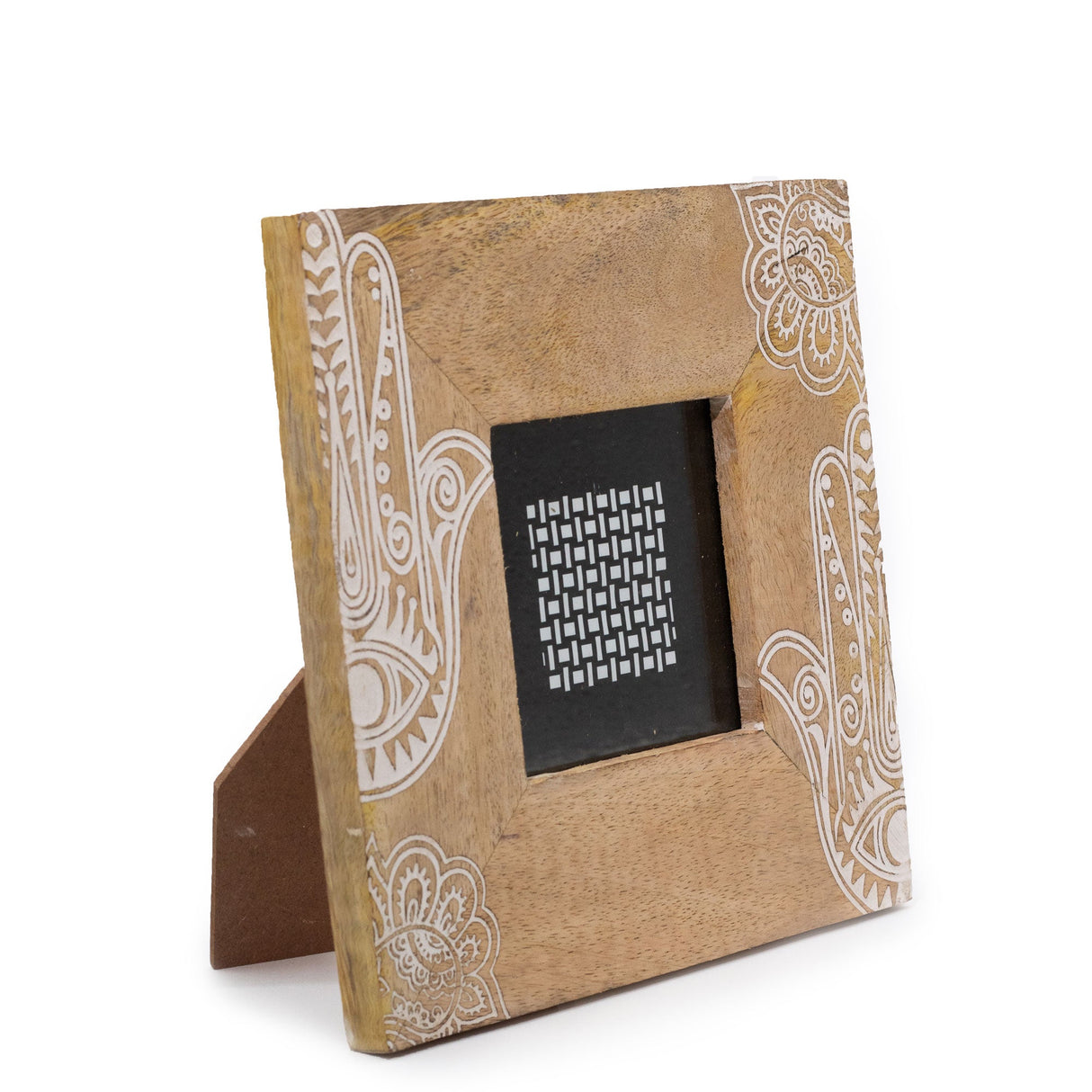HatiNest Small White Hamsa Mango Wood Photo Frame - 10x10cm