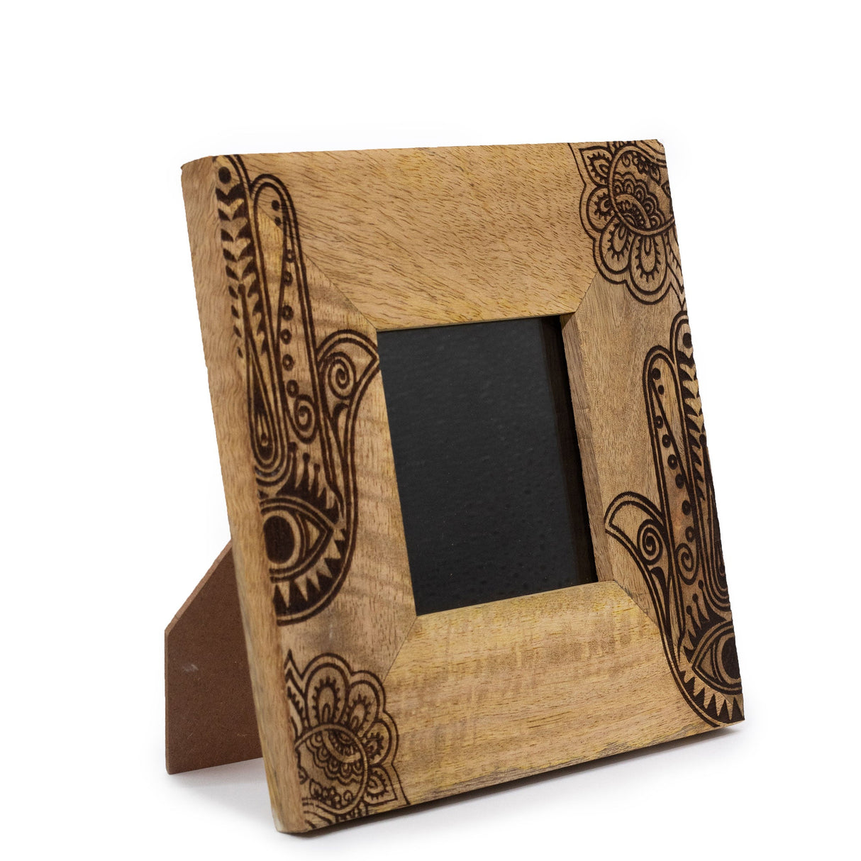 HatiNest Small Black Hamsa Mango Wood Photo Frame - 10x10cm