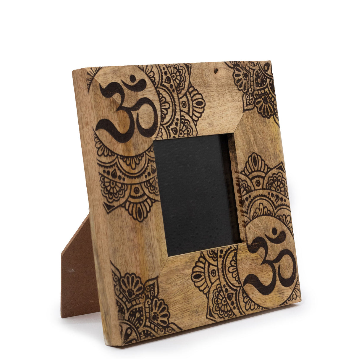 HatiNest Small Black Ohm Mandala Mango Wood Photo Frame - 10x10cm