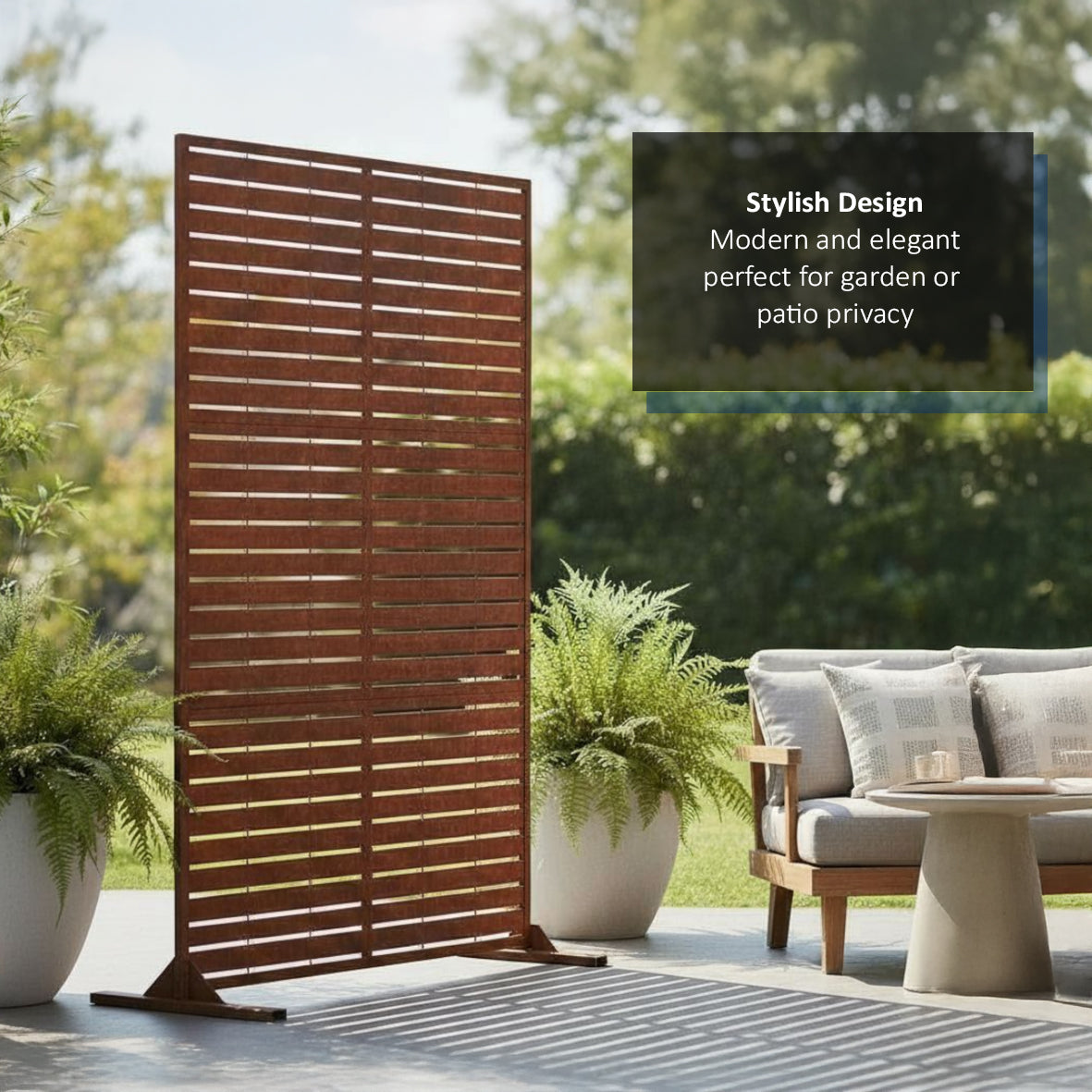 Nicoman Metal Indoor/Outdoor Privacy Screen 90cm x 180cm - Slats