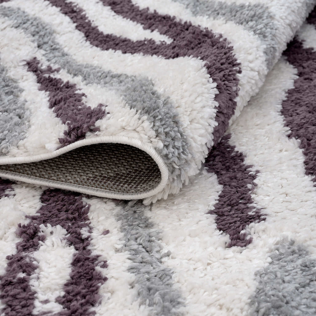 The Rugs Moodi Shaggy Grey Purple Mauvine Rug