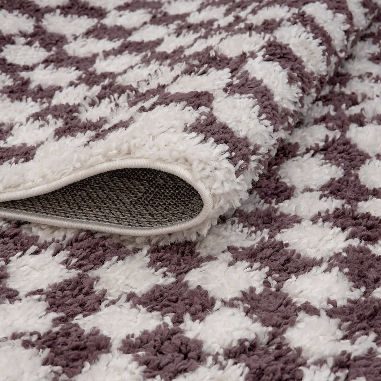 The Rugs Moodi Shaggy Purple Mosscheck Rug