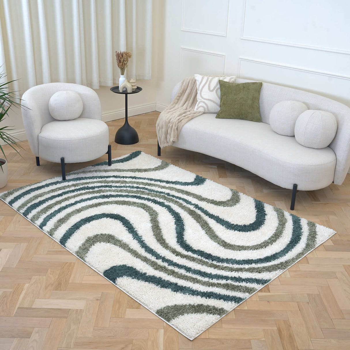 The Rugs Moodi Shaggy Green Rippletide Rug