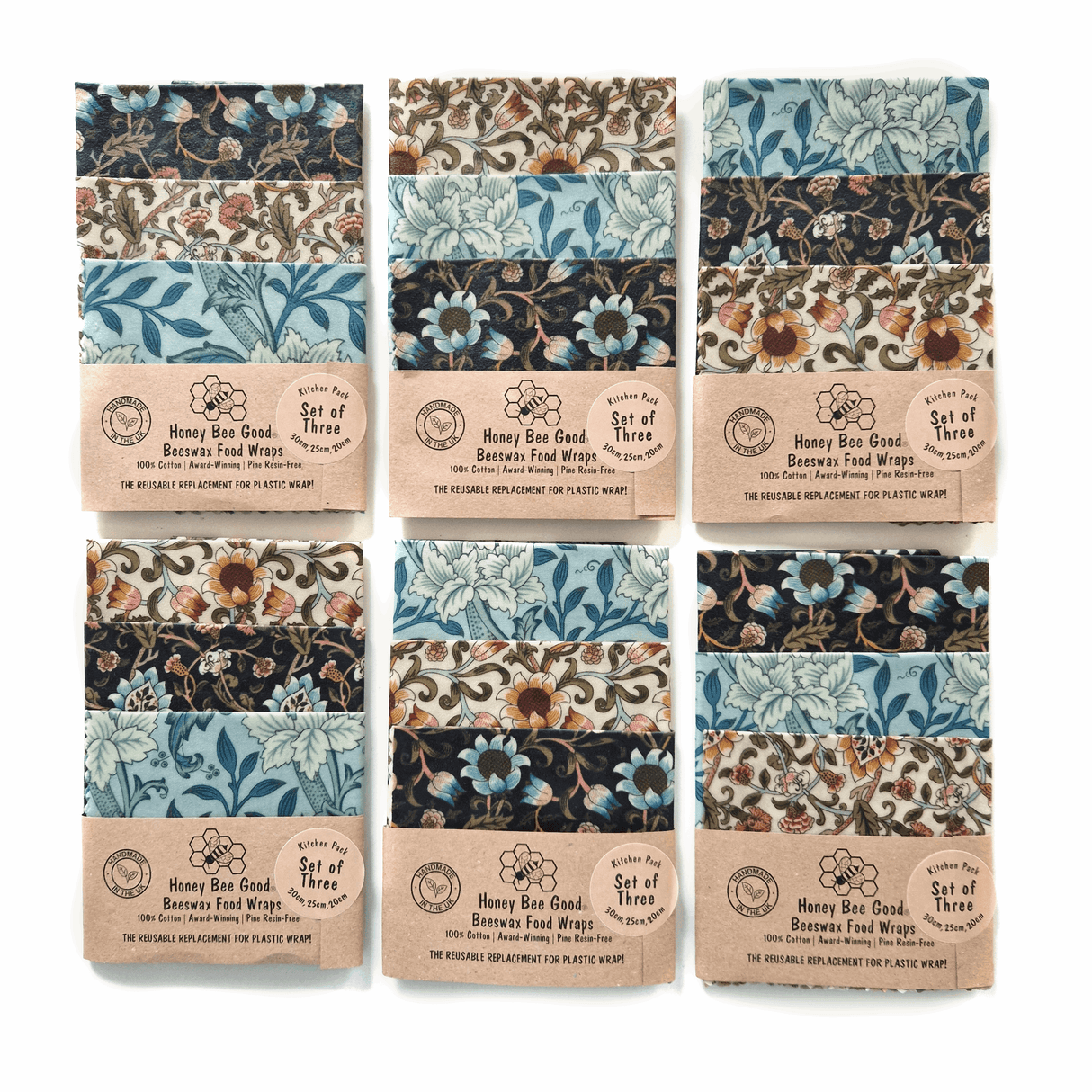 Honey Bee Good Beeswax Wraps Set of 3 | William Morris
