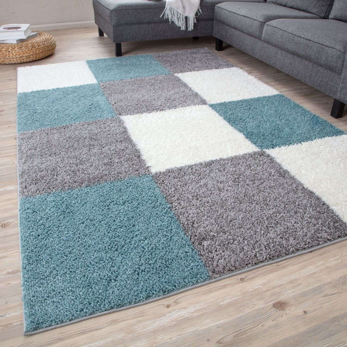 Myshaggy Geometric Duck Egg Blue Rug | The Rugs