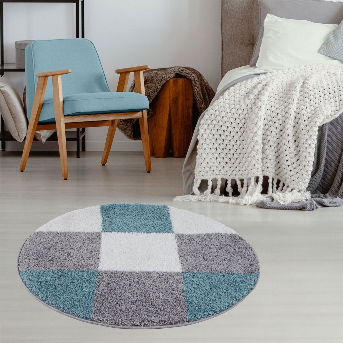 Myshaggy Geometric Duck Egg Blue Rug | The Rugs