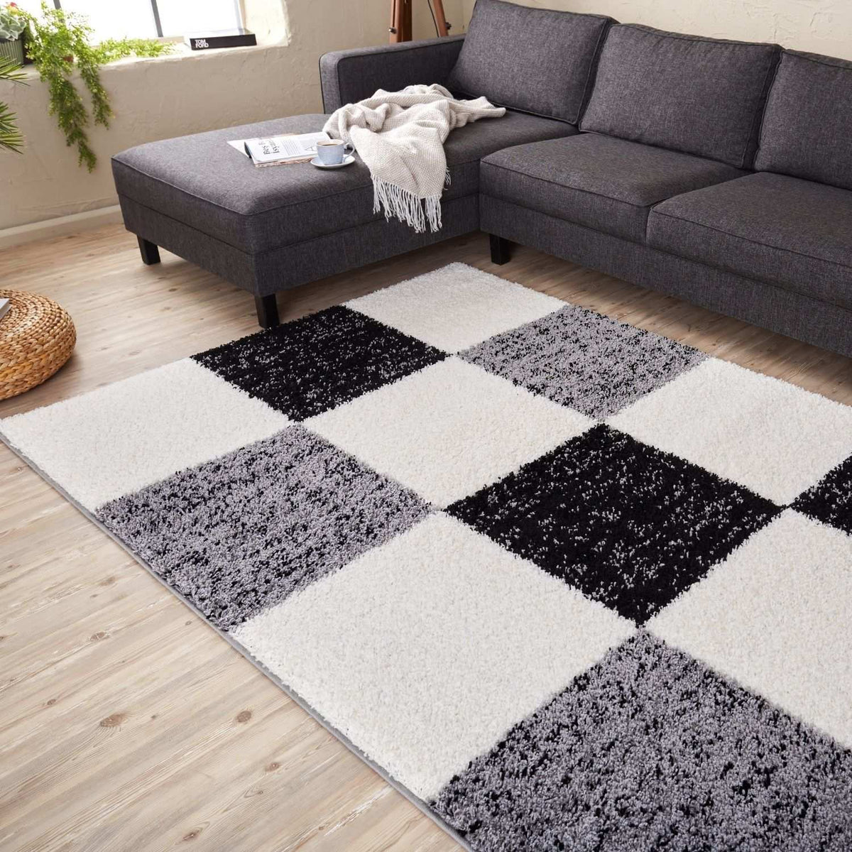 Myshaggy Geometric Grey Rug by The Rugs