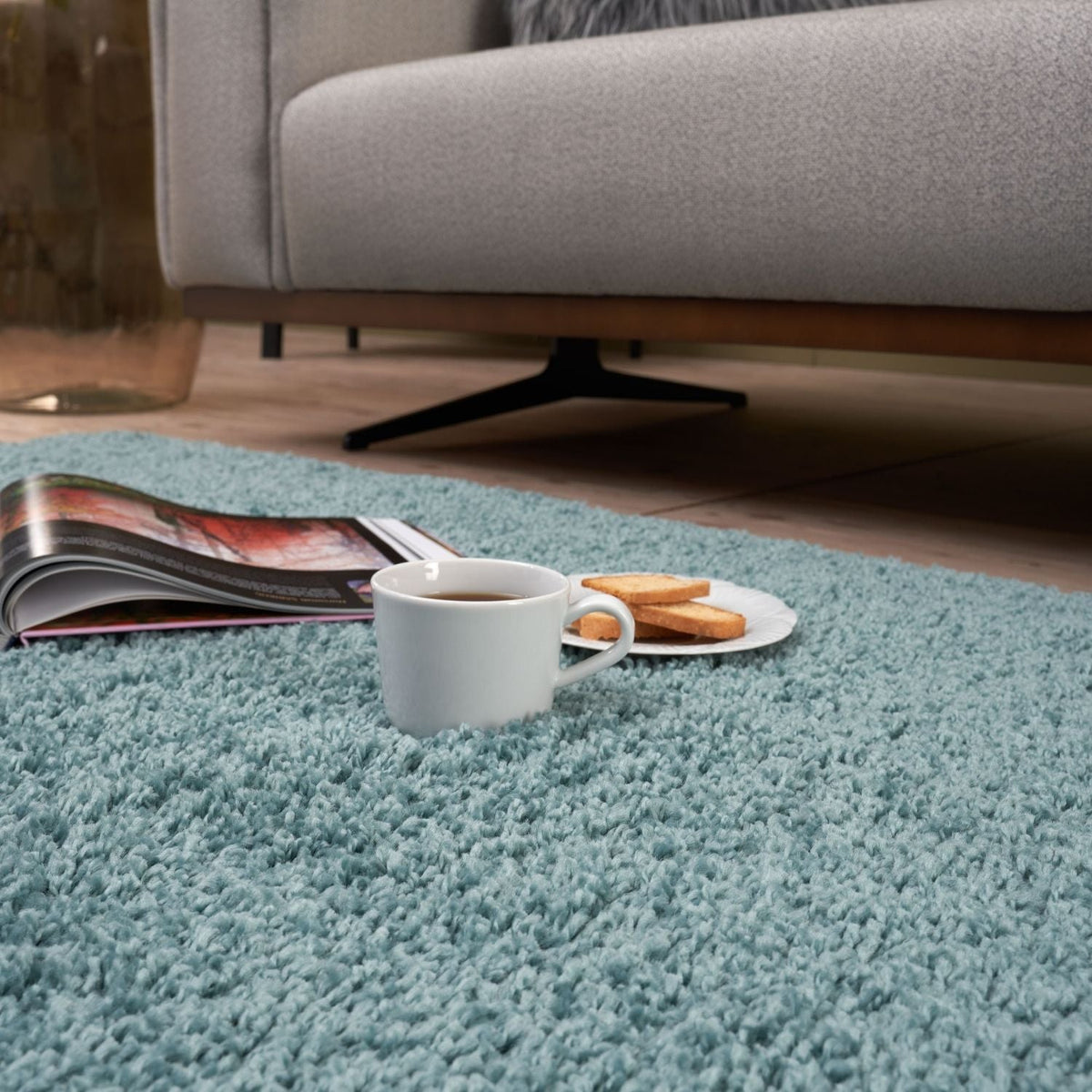 Myshaggy Solid Duck Egg Blue High‑Pile Indoor Rug | The Rugs