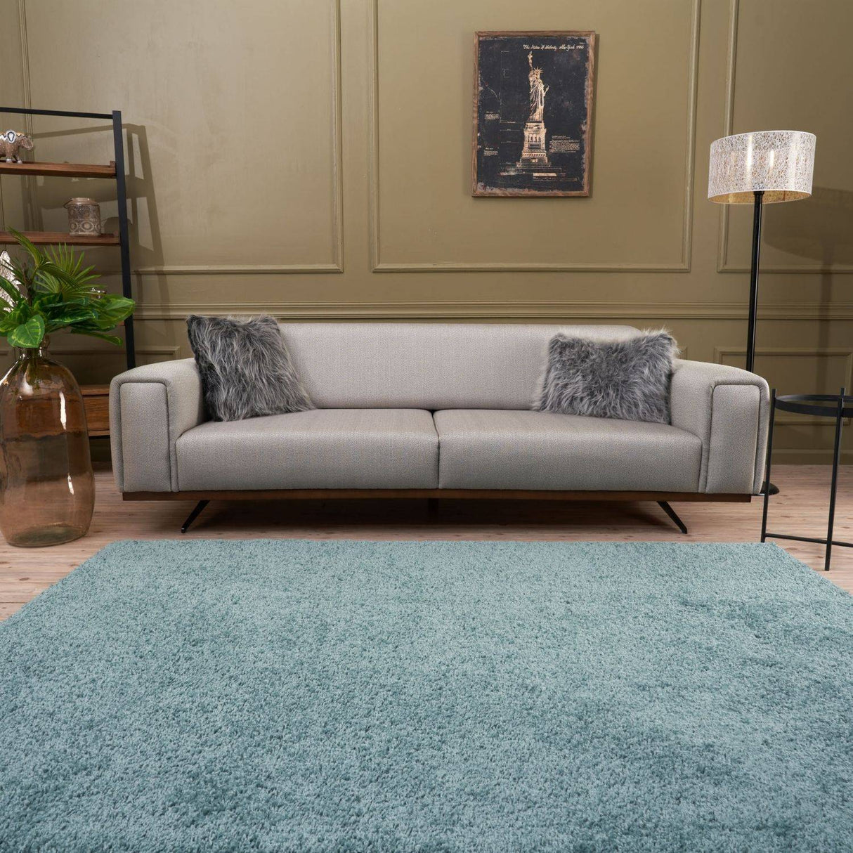 Myshaggy Solid Duck Egg Blue High‑Pile Indoor Rug | The Rugs