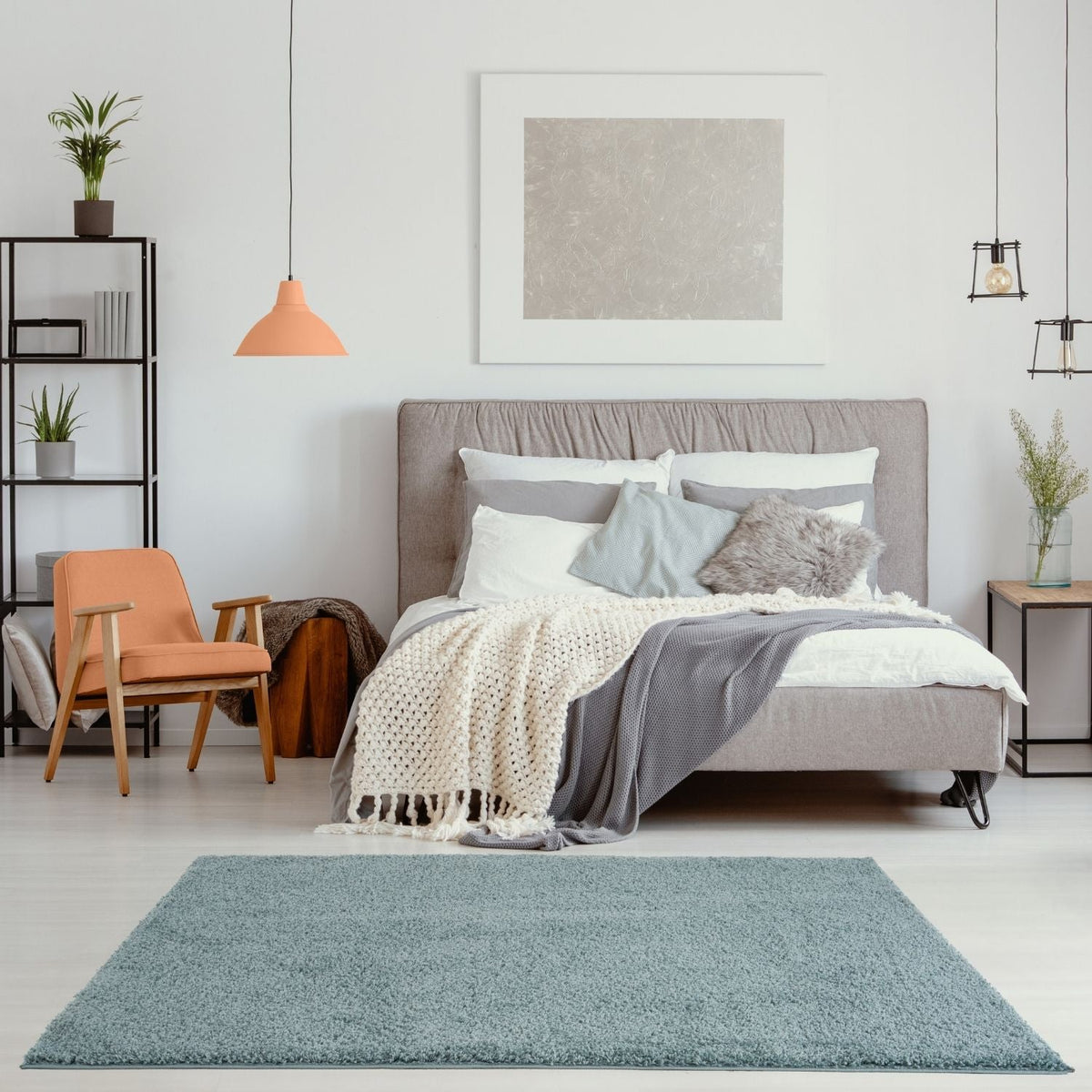 Myshaggy Solid Duck Egg Blue High‑Pile Indoor Rug | The Rugs