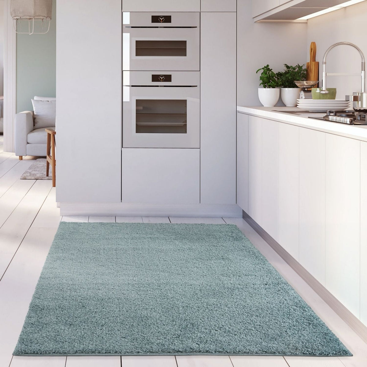 Myshaggy Solid Duck Egg Blue High‑Pile Indoor Rug | The Rugs