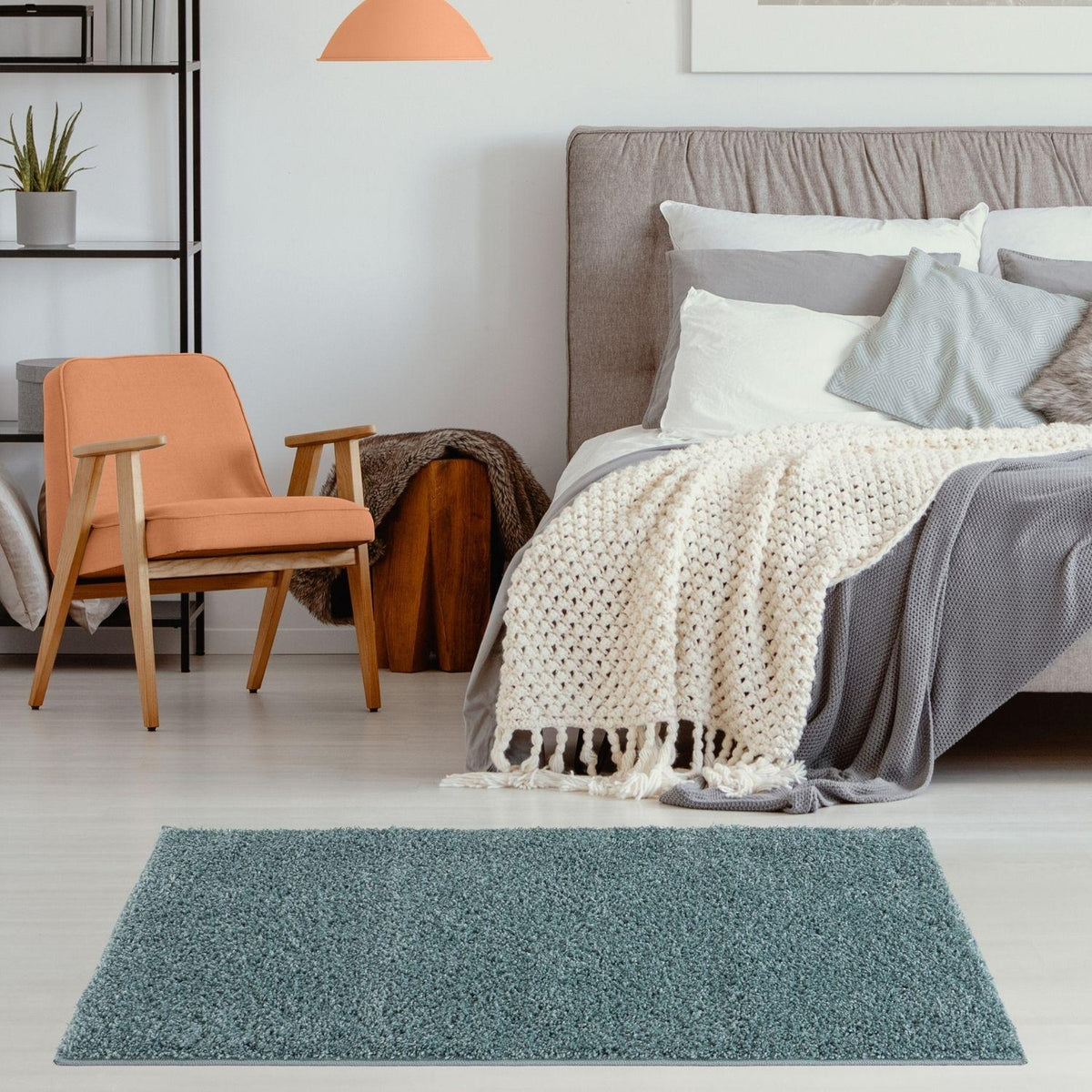 Myshaggy Solid Duck Egg Blue High‑Pile Indoor Rug | The Rugs