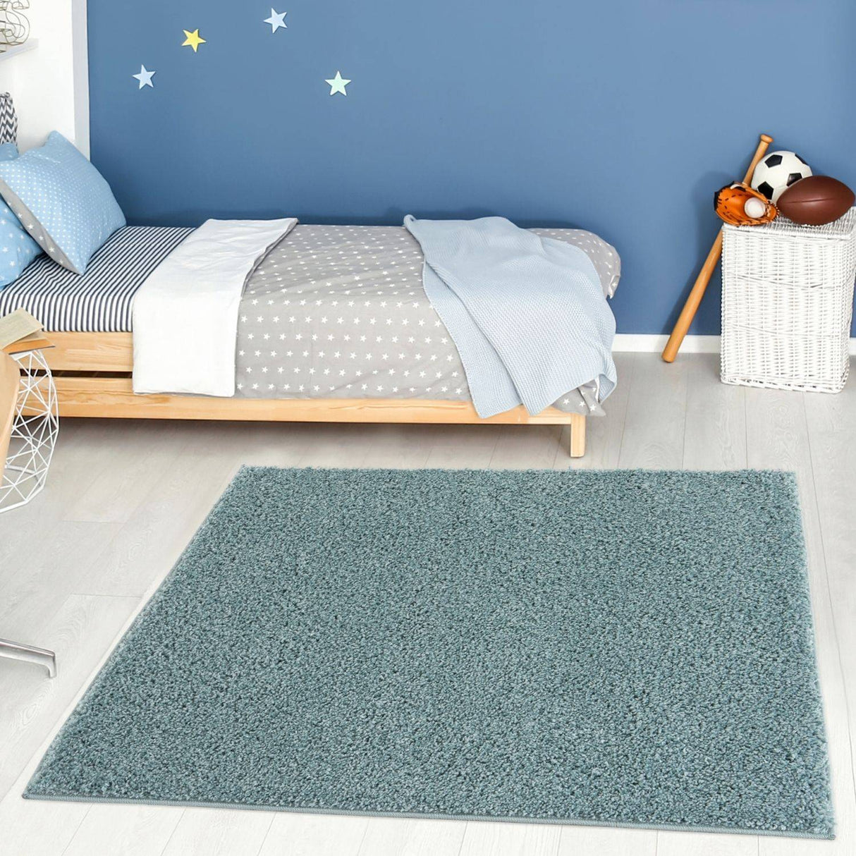 Myshaggy Solid Duck Egg Blue High‑Pile Indoor Rug | The Rugs