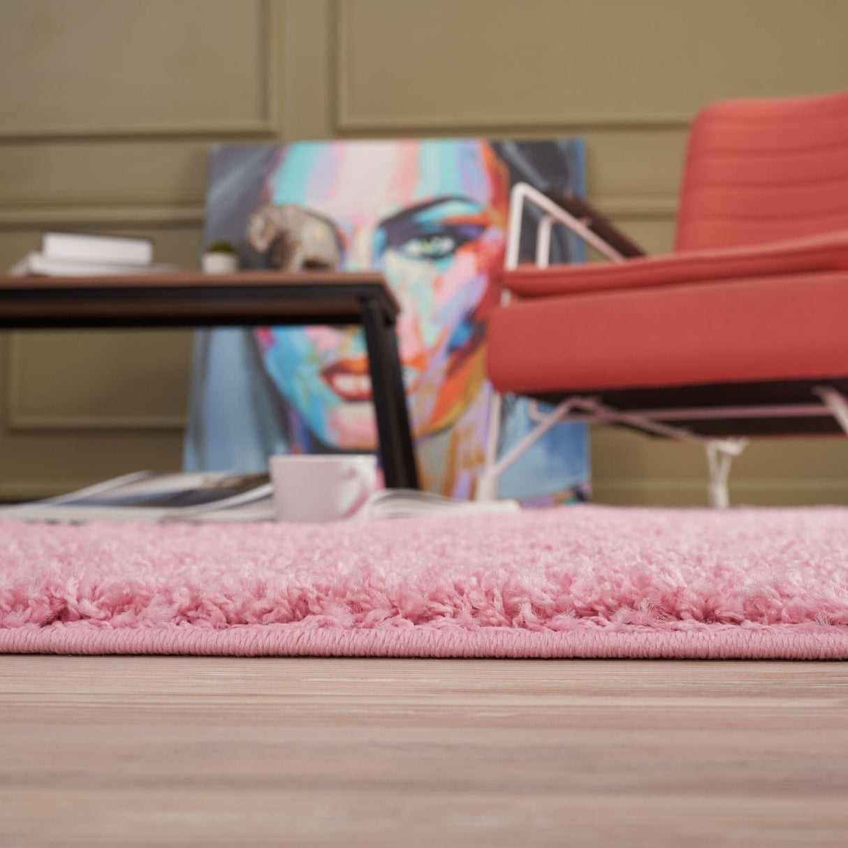 Myshaggy Solid Pink Rug by The Rugs