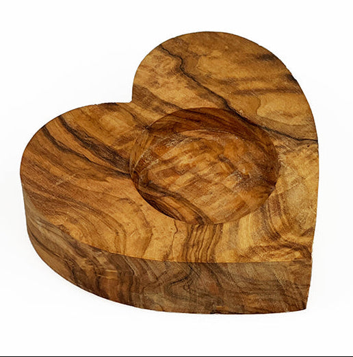 Selbrae House Olive Wood Heart Tealight Holder