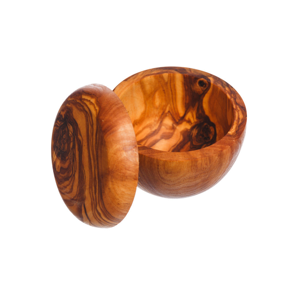 Olive Wood Salt Pot with Lid