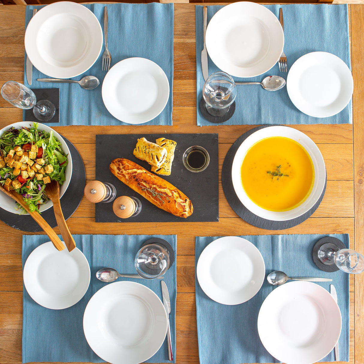 Rinkit Ribbed Cotton Placemats with Table Runner