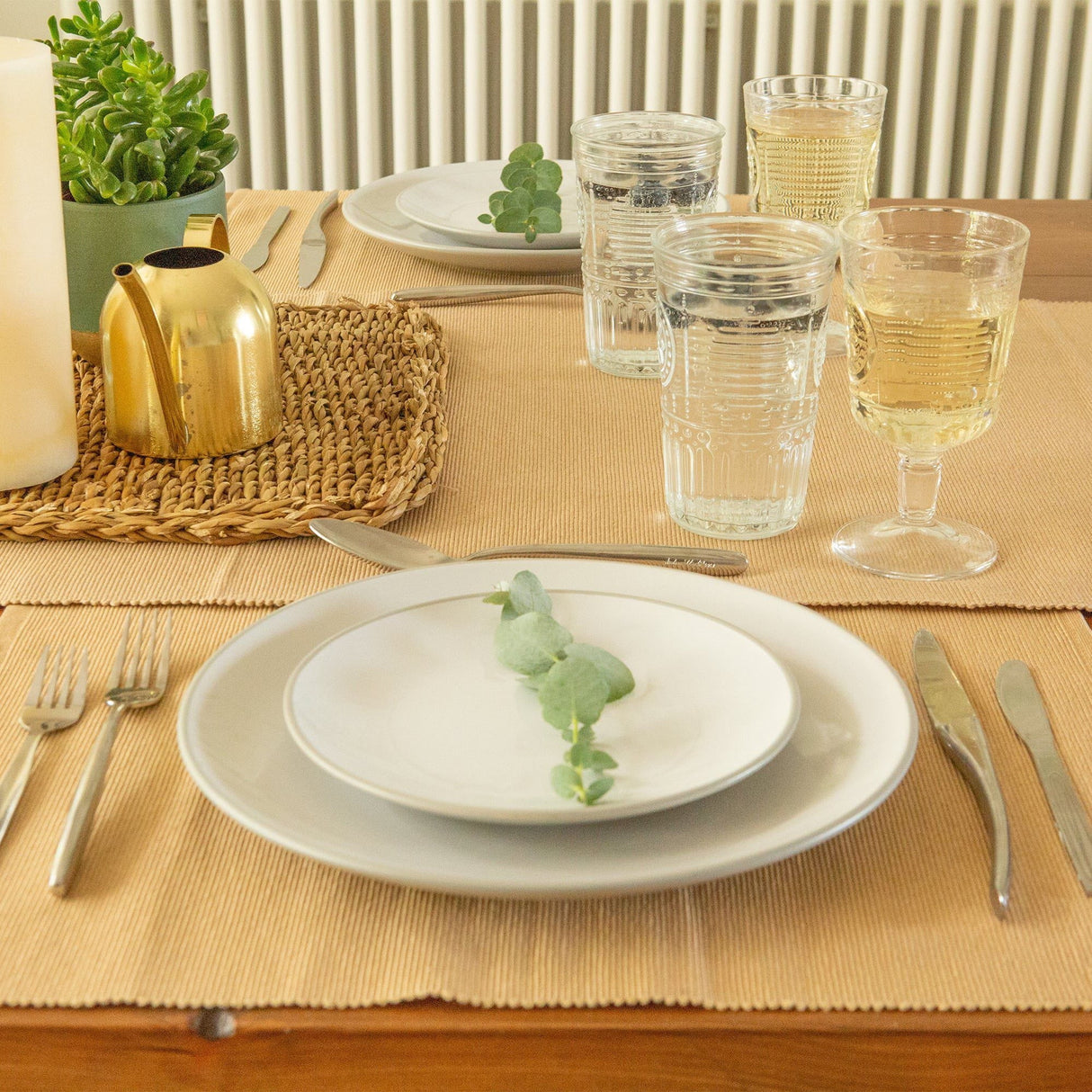 Rinkit Ribbed Cotton Placemats with Table Runner