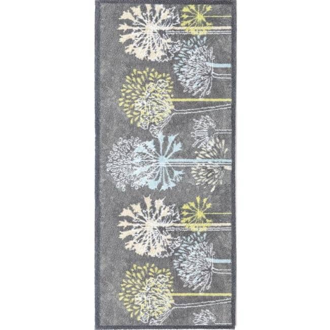 The Rugs Eco-Washable Floral Design Mat in Grey