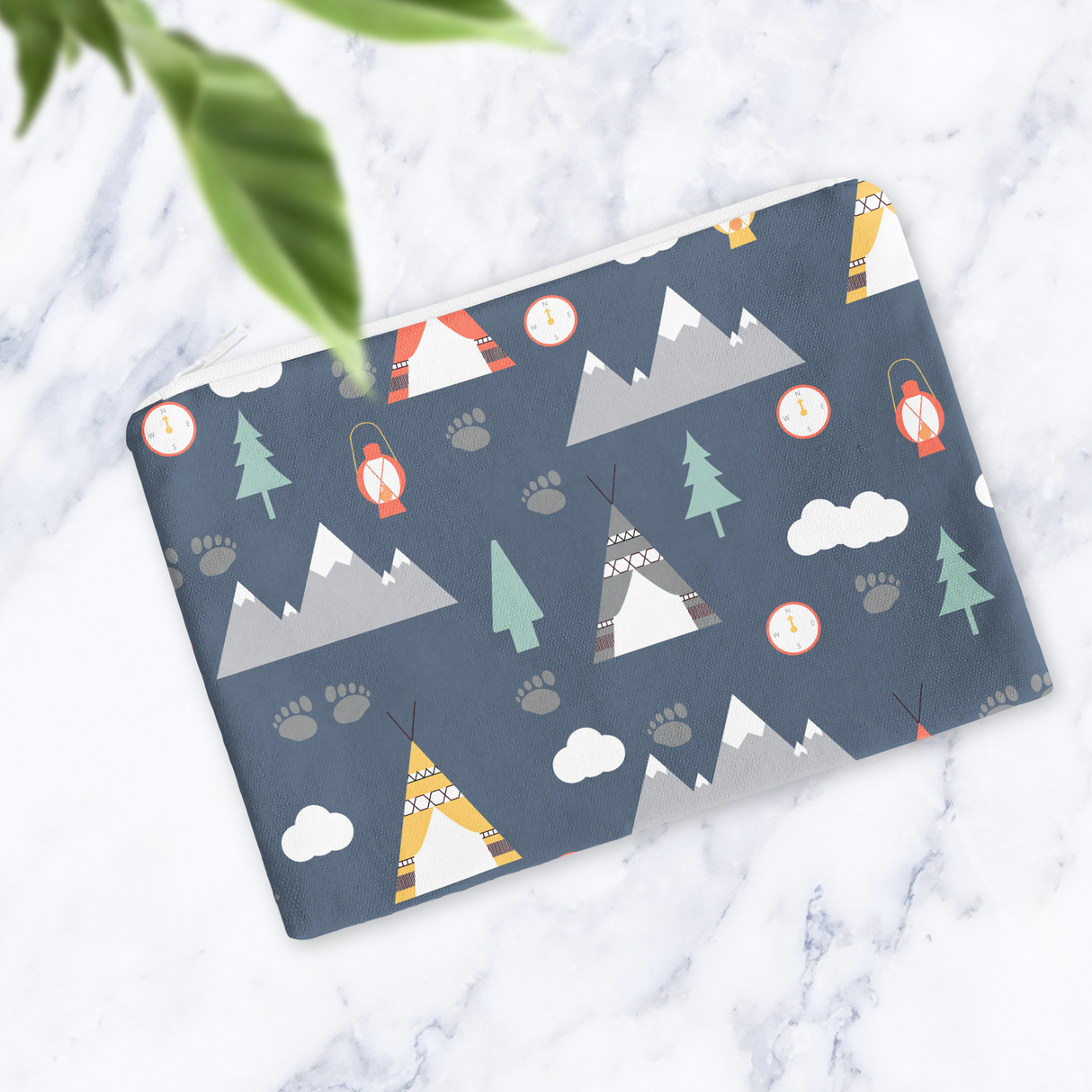 Shadowbright Navy Blue Scandinavian Camping Makeup Bag - 24cm x 19cm