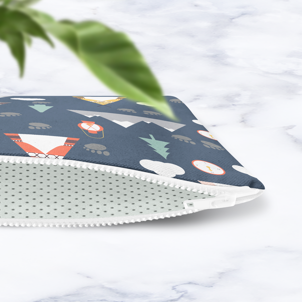 Shadowbright Navy Blue Scandinavian Camping Makeup Bag - 24cm x 19cm
