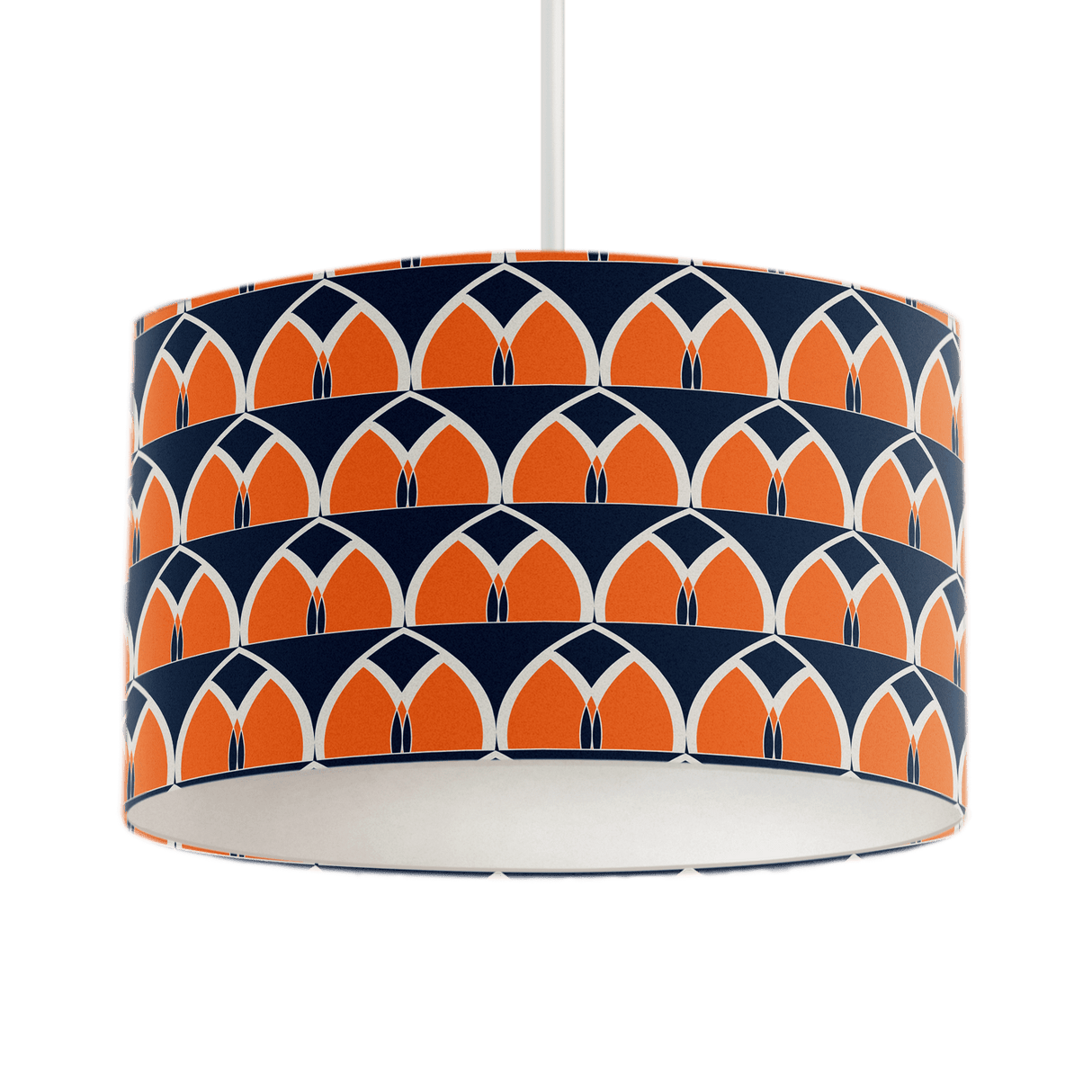 Shadowbright Navy Blue and Orange Retro Geometric Design Lampshade
