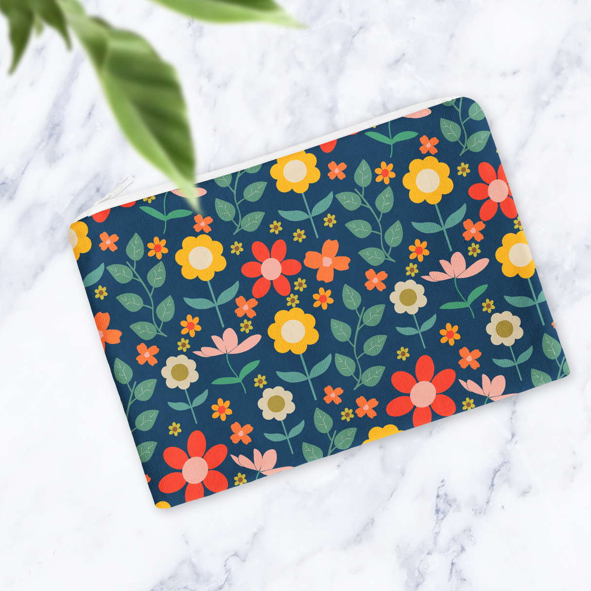 Shadowbright Navy Floral Make Up Bag