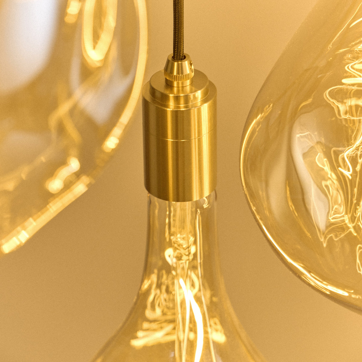 Tala Triple Pendant in Brass with Voronoi II Bulbs
