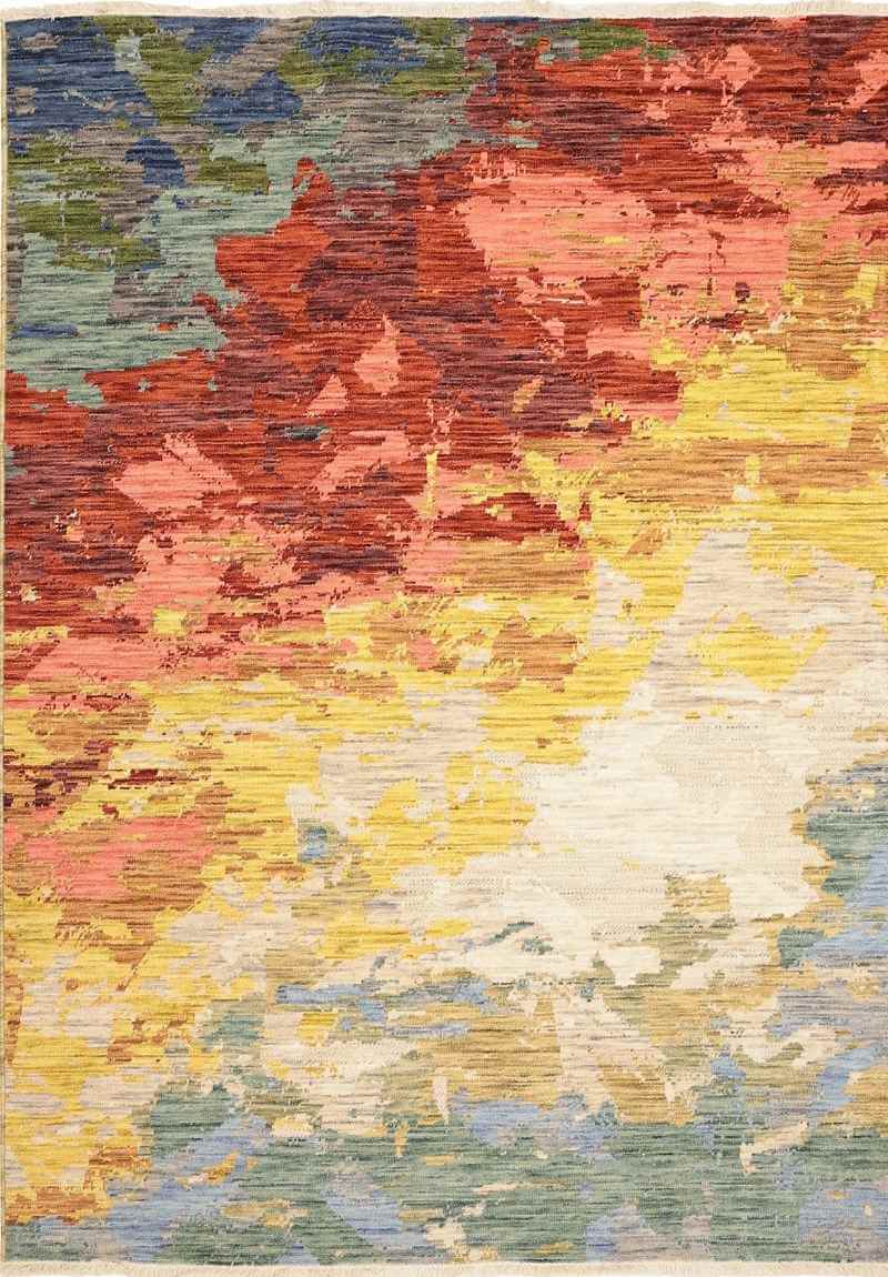 Nomad Abstract Wool Blend Rug Multicolour