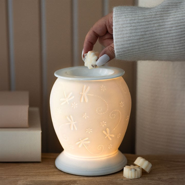 Blush & Bale Dragonfly Electric Oil Burner Lamp - H15cm X W13cm X D13cm